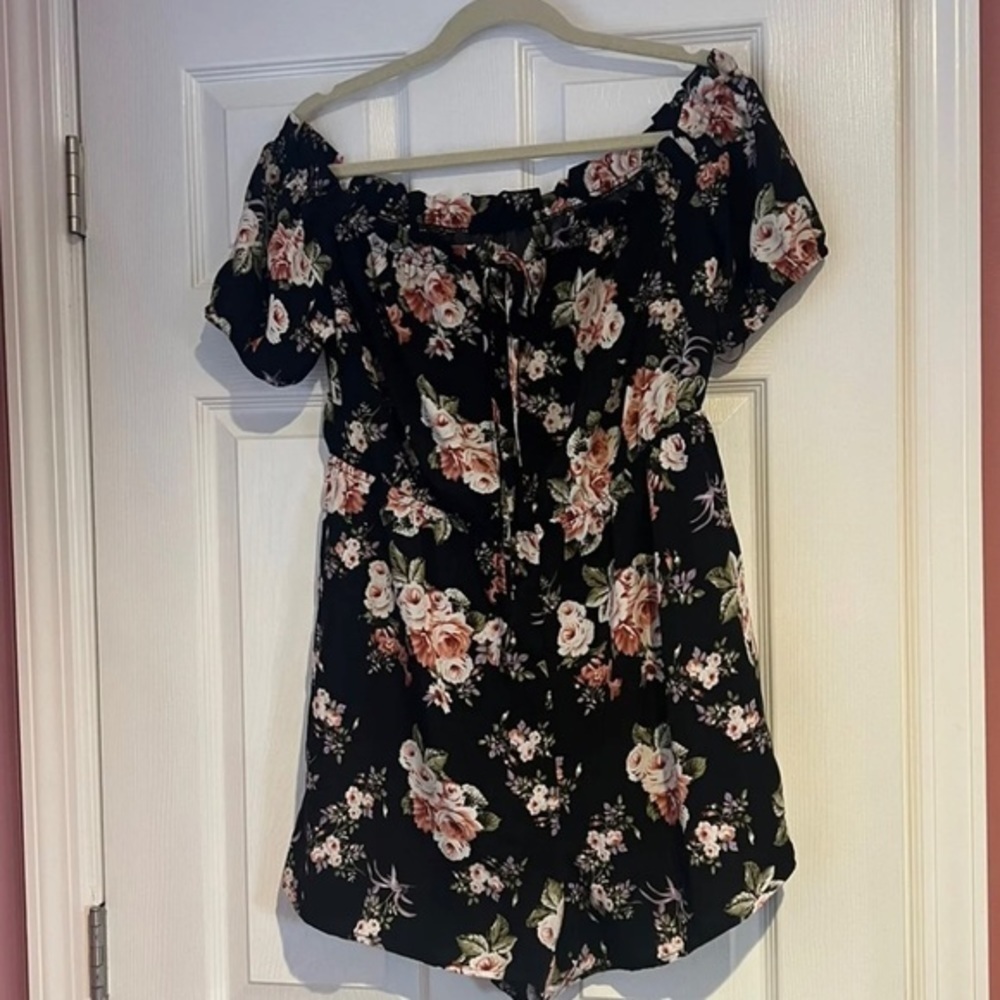 SHEIN Plus Tie Front Romper Size listed 1XL ( 14)‎ NWOT Bloomcore Cottagecore